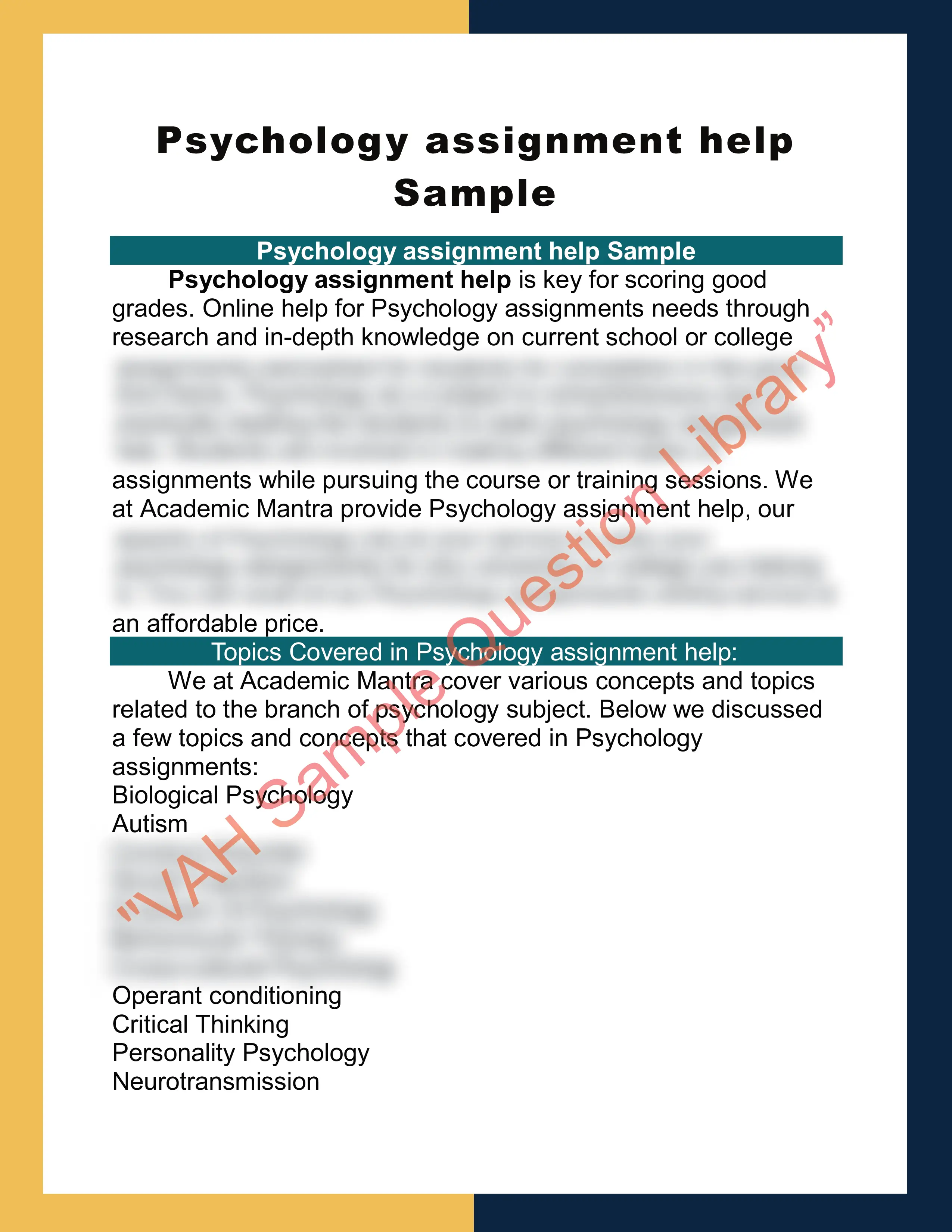 Psychology assignment help Sample 0